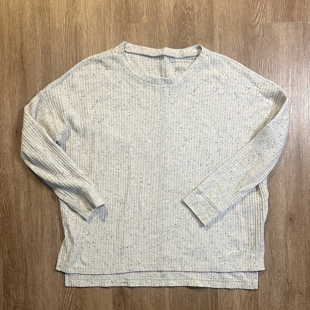 American Eagle Waffle Long Sleeve Shirt Grey Size Small